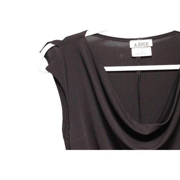 A Byer Midi Dress Size Medium Black Cowl Neck Evening Cocktail Formal Staple USA - Picture 6 of 12